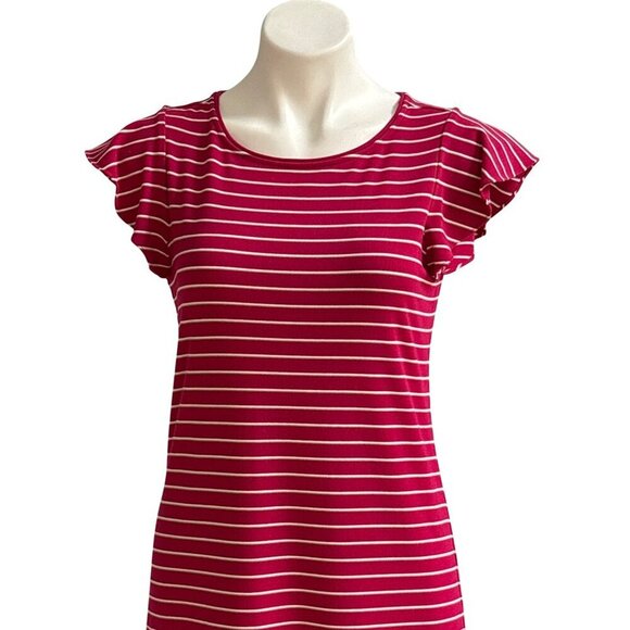 White House Black Market Pink Flounce Sleeve Striped Shift Dress, Women's Size M - Picture 3 of 10